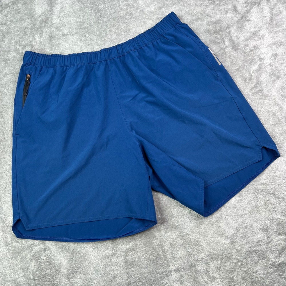 REI Co-op Active Running Shorts Men Large Blue Solid Lined Zipper Pocket Utility